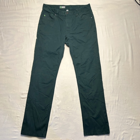 Stio Pants Men’s 32R Green Rivet Canvas Durable Hiking Outdoors Gusset Workwear - Picture 1 of 13